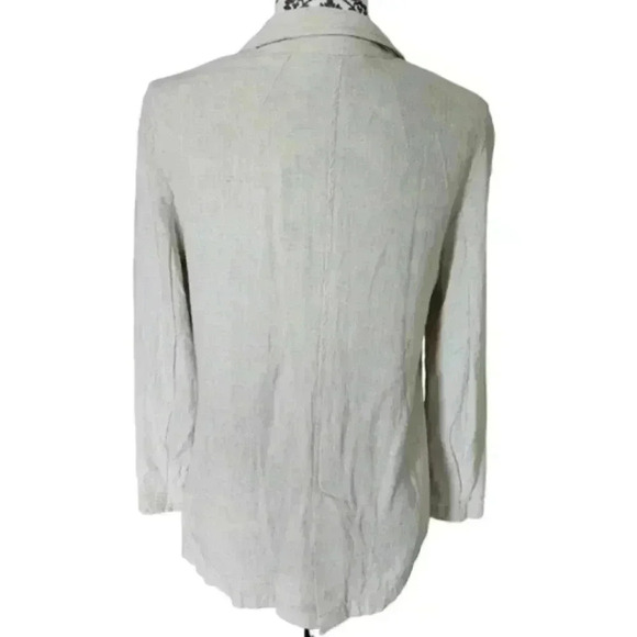 Black Tape Linen Blazer Neutral Coastal Elevated Basic Linen Womens Small Stone - Picture 4 of 16